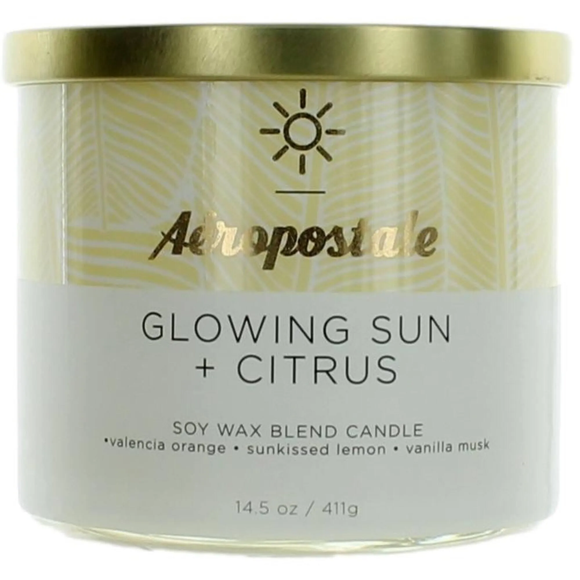Aeropostale Candle Glowing Sun and Citrus - Soy Wax Blend 3 Wick Scented, 14.5 oz