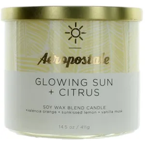 Aeropostale Candle Glowing Sun and Citrus - Soy Wax Blend 3 Wick Scented, 14.5 oz