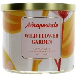 Aeropostale Candle Wild Flower Garden - Soy Wax Blend 3 Wick Fragranced, 14.5 oz